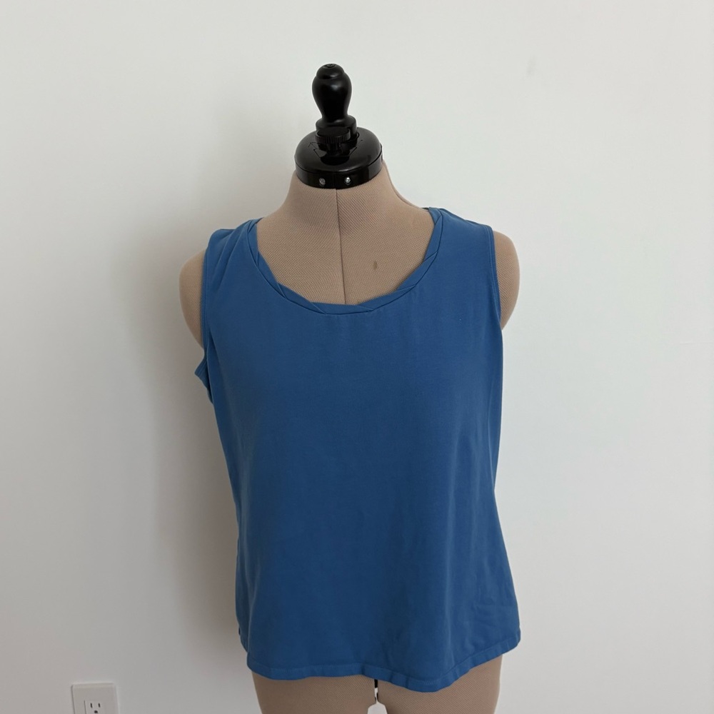 Coldwater Creek Shirt Medium 10-12 Blue Sleeveless Cotton Stretchy Lightweight